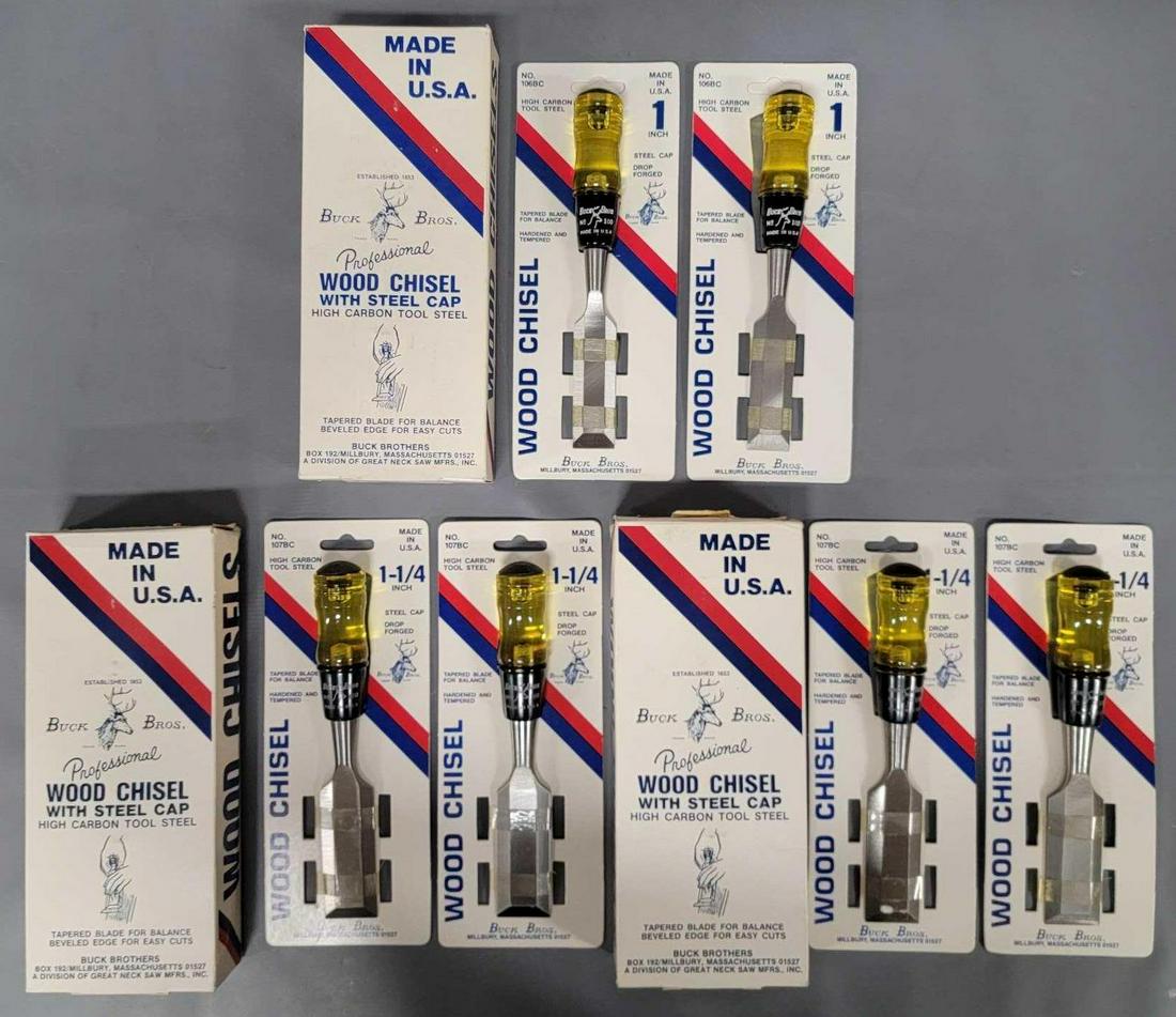 Six new old stock Buck Brothers Wood Chisels (1 of 10)