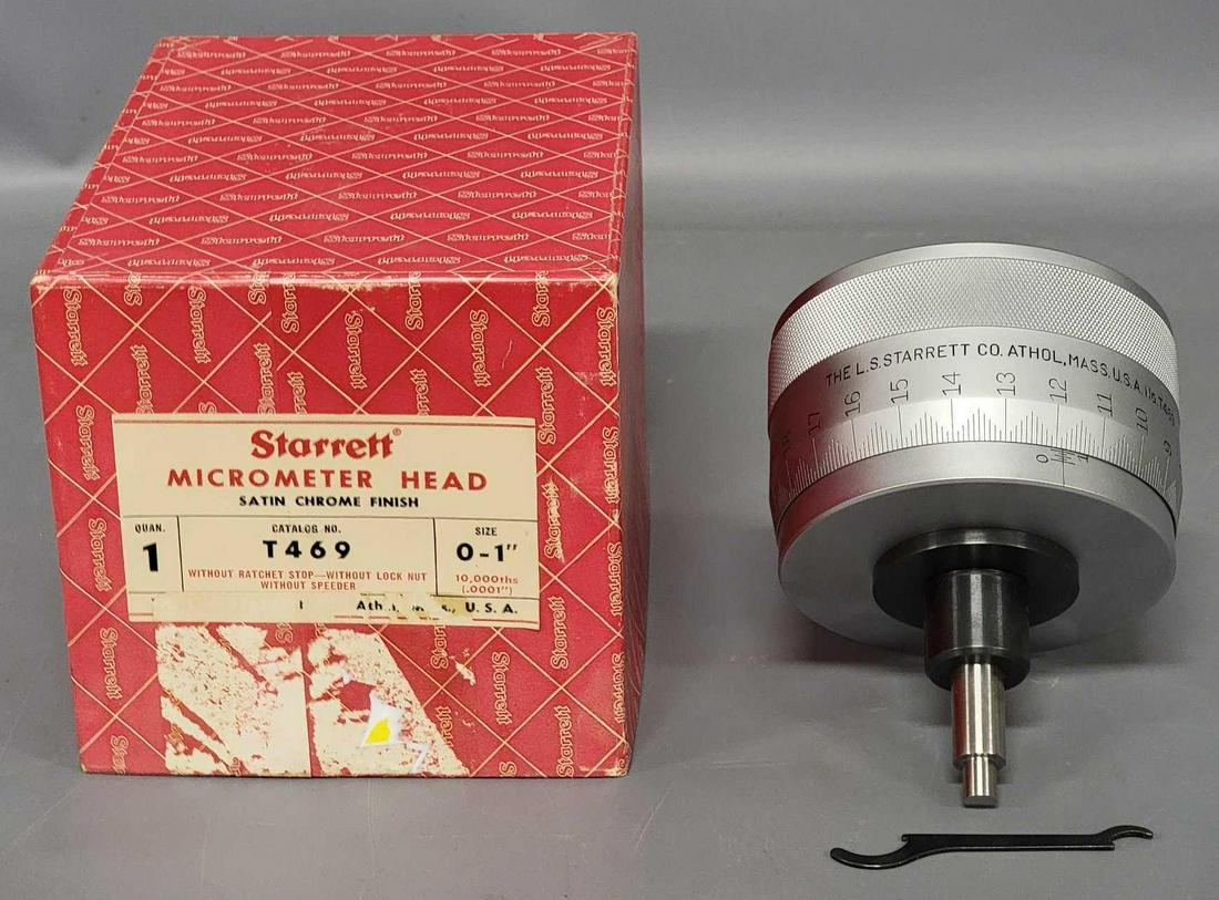 Vintage Starrett T469 Large Super Precision Micrometer Gage Head 0-1 inch (1 of 8)
