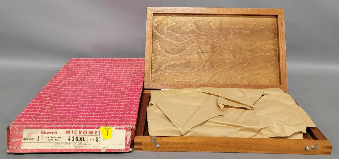 Vintage Starrett 436XL 8 inch micrometer in original wooden case (1 of 9)