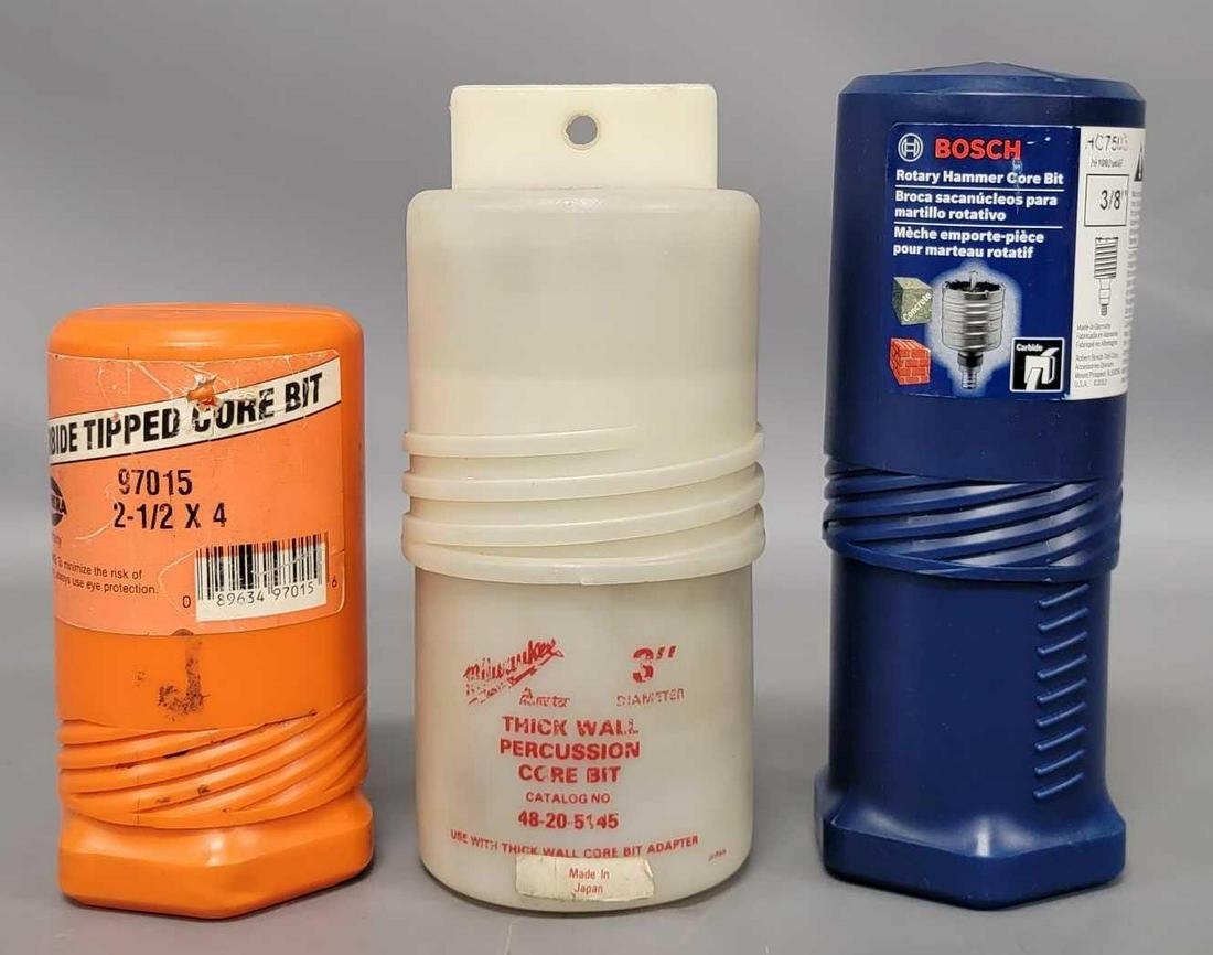 Three assorted maker core drill bits new old stock (1 of 4)