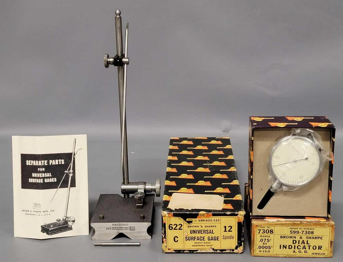 Brown & Sharpe 12 in Universal Surface gage and dial indicator in original boxes (1 of 4)