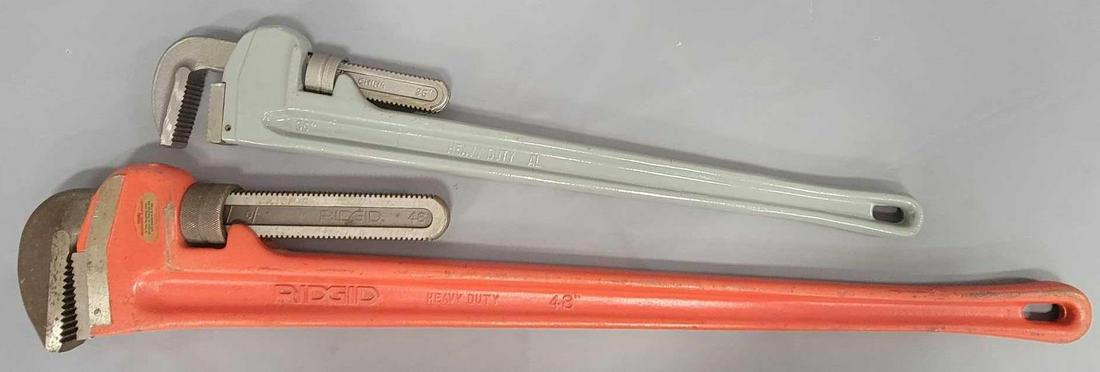 Two large pipe wrenches including a 48 inch Ridgid and a 36 inch made in China (1 of 5)