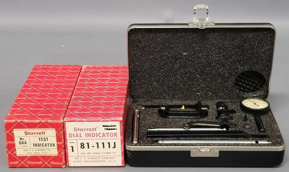Collection of two Starrett indicators plus a clamp set (1 of 6)