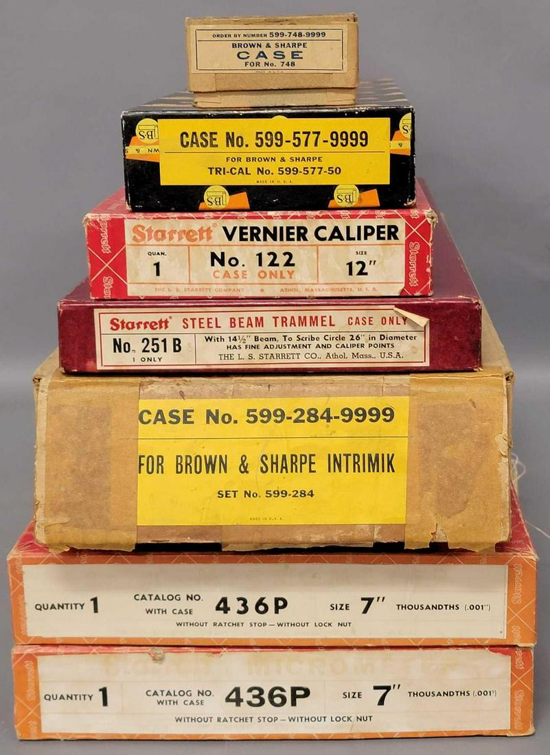 Seven vintage wooden storage cases for micrometers and parts (1 of 5)
