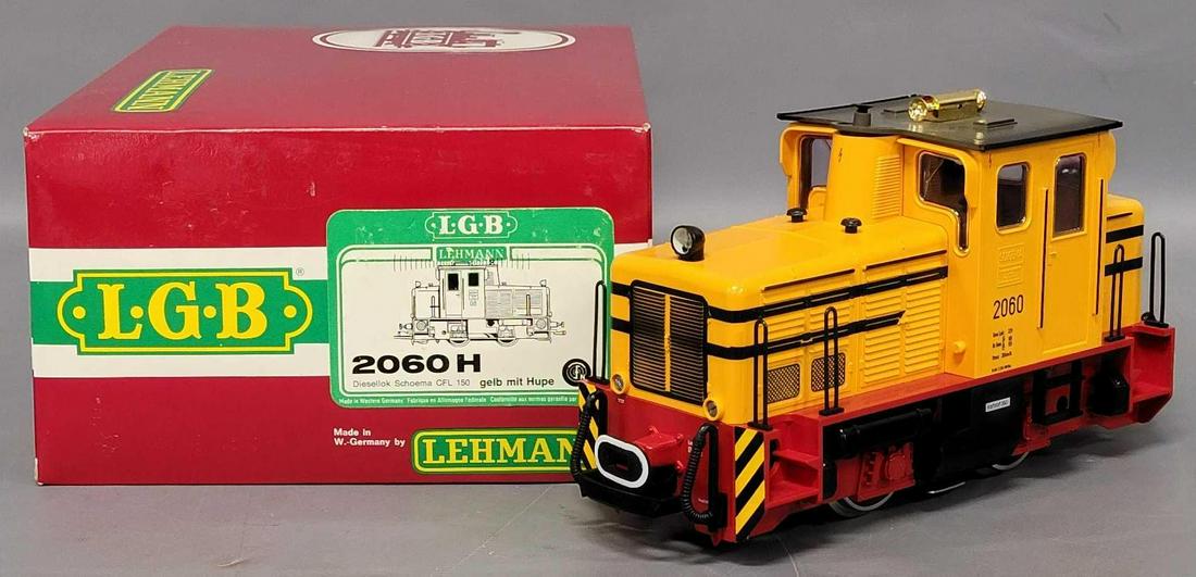 LGB G Gauge Diesel Switcher Locomotive in original box: LGB G Gauge Diesel Switcher Locomotive in original box, appears lightly run C7, would be better grade but roof color has faded, edges are still black but most of center of roof is more of a grey gray,
