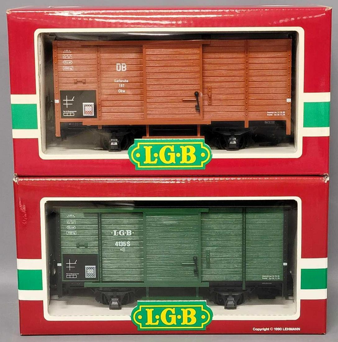 Two LGB G Gauge includes 4035 and 4135 S single door box cars in original boxes (1 of 9)