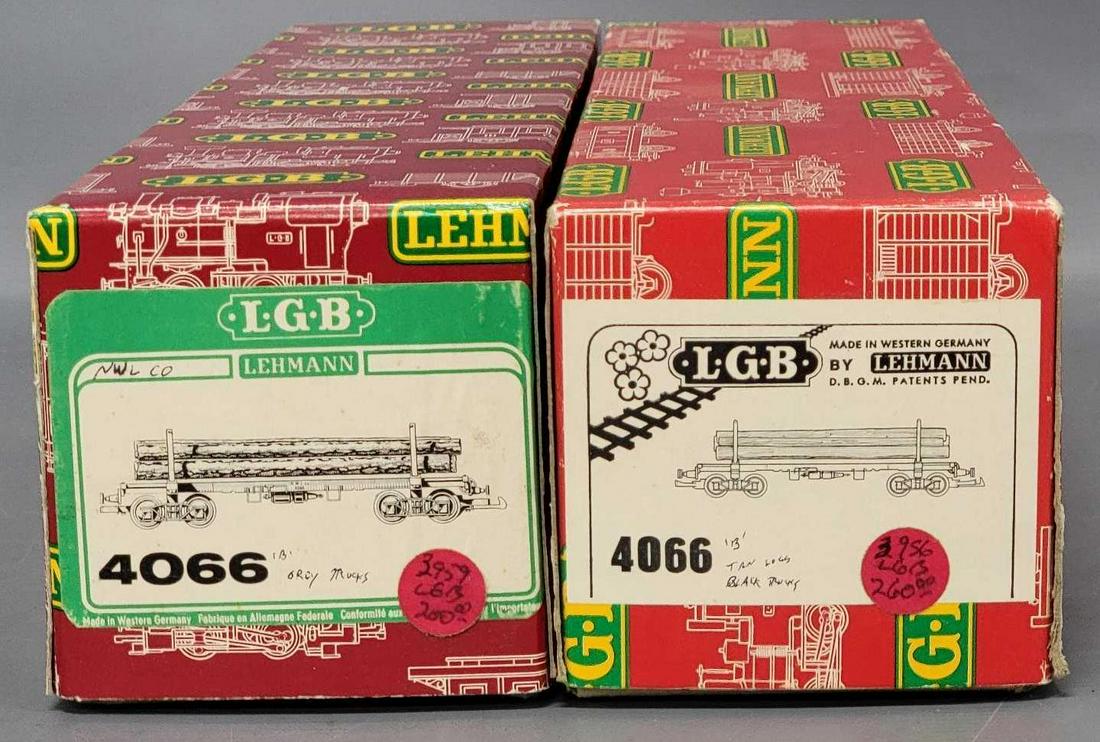 Two LGB G Gauge #4066 flat car with log loads in original boxes (1 of 10)