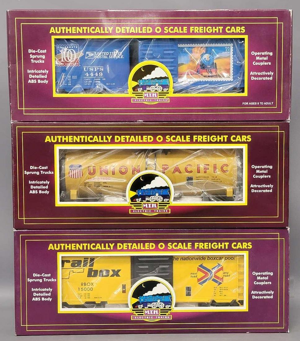 Three MTH O Gauge freight train cars in original boxes (1 of 7)