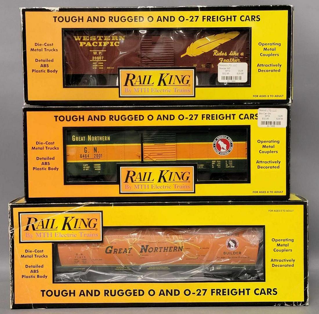 Three Rail King O Gauge train box cars in original boxes (1 of 7)