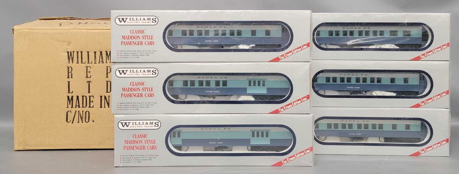 Williams O Gauge Santa Fe Super Chief 6-car passenger train set in original boxes (1 of 5)