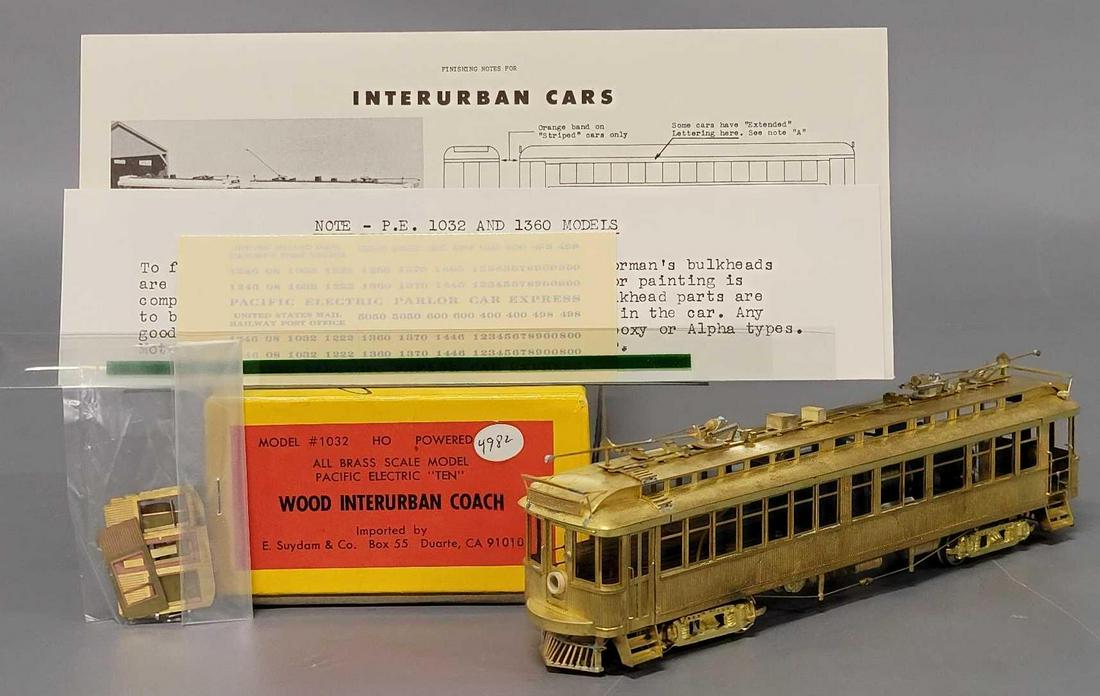 Suydam HO brass Pacific electric ten Wood Interurban coach in original box: Suydam HO brass Pacific electric ten Wood Interurban coach in original box, excellent C8-9 unrun, has decal sheets and trim as well as some parts that still need to be added, comes in an excellent ori