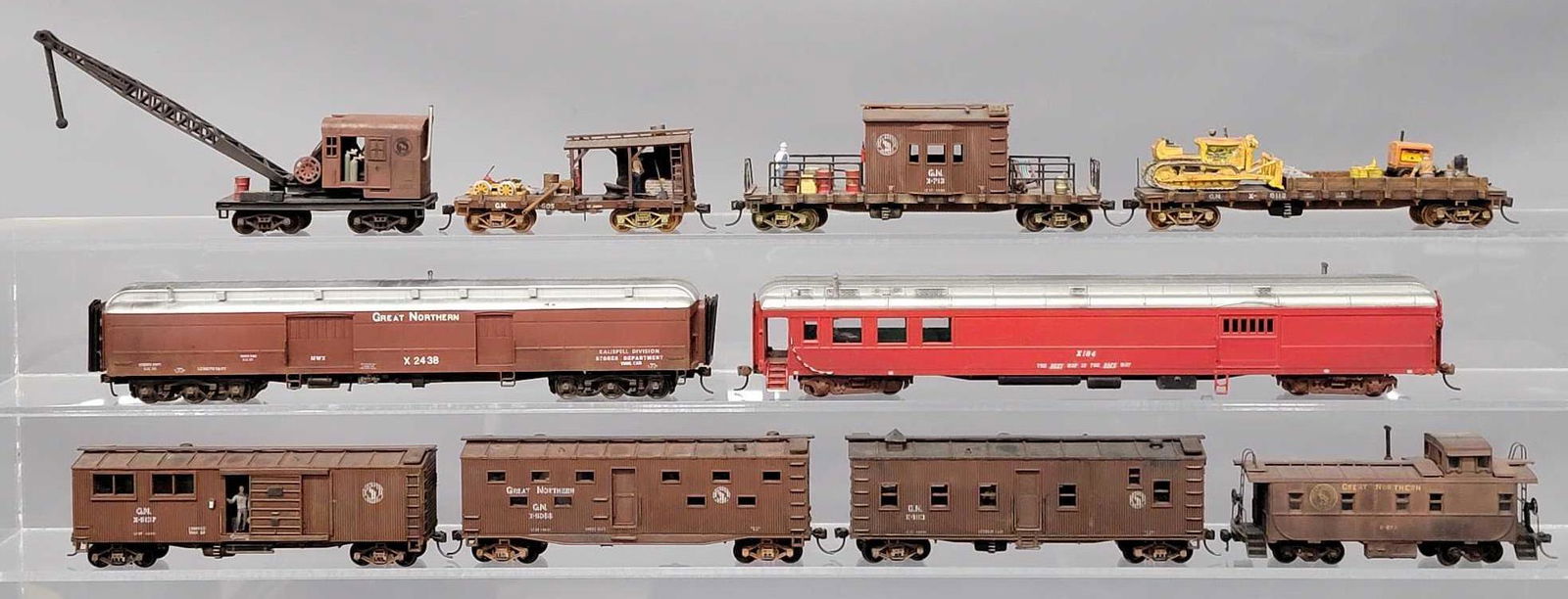 Collection of ten HO weathered freight and passenger train cars (1 of 6)