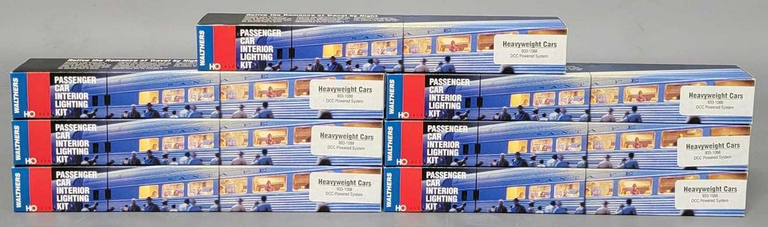 Seven Walthers HO passenger car interior lighting kits in original boxes: Seven Walthers HO passenger car interior lighting kits in original boxes, these are new old stock, never used.