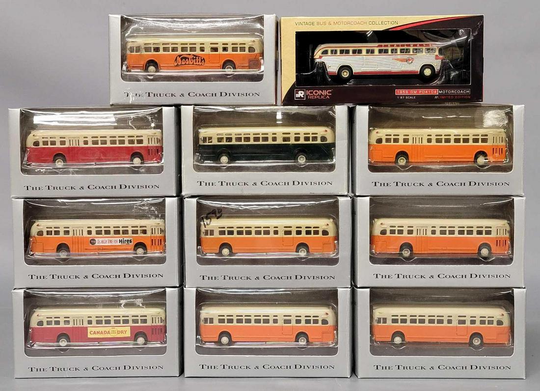 Ten Precision Model HO scale busses in original boxes (1 of 4)