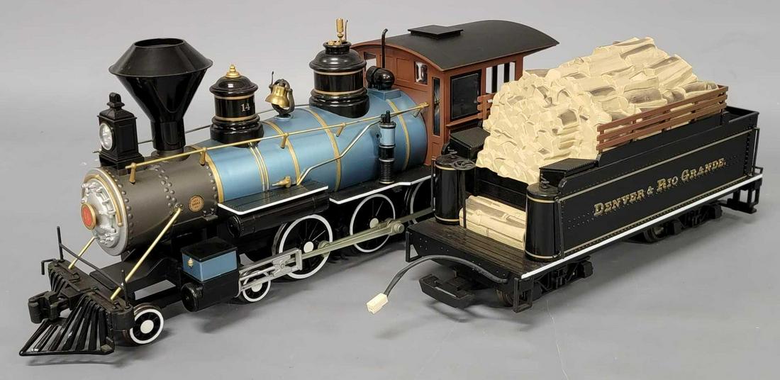 Bachmann Big Haulers G Scale D&RGW 4-6-0 #14 steam locomotive and tender: Bachmann Big Haulers G Scale D&RGW 4-6-0 #14 steam locomotive and tender, appears very good to excellent C5-6 as it may have minor repairs or missing minor detail parts.