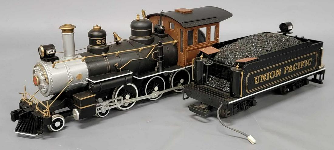 Bachmann Big Hauler G Scale 4-6-0 Union Pacific locomotive and tender: Bachmann Big Hauler G Scale 4-6-0 Union Pacific locomotive and tender, appears very good to excellent C5-6 as it may have minor repairs or missing minor detail parts.