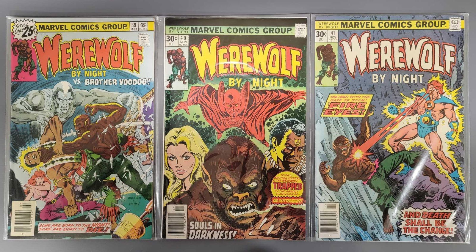 Three Marvel Werewolf by Night comic books #39, #40 and #41 (1 of 4)