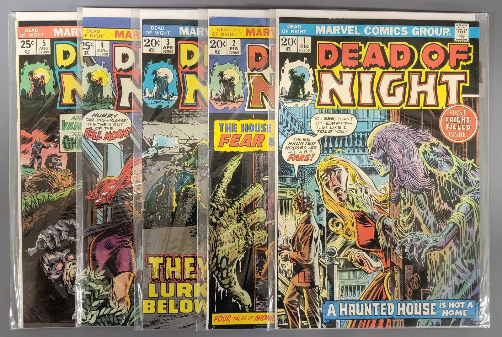 Five Marvel Dead of Night comic books #s 1-5 (1 of 3)
