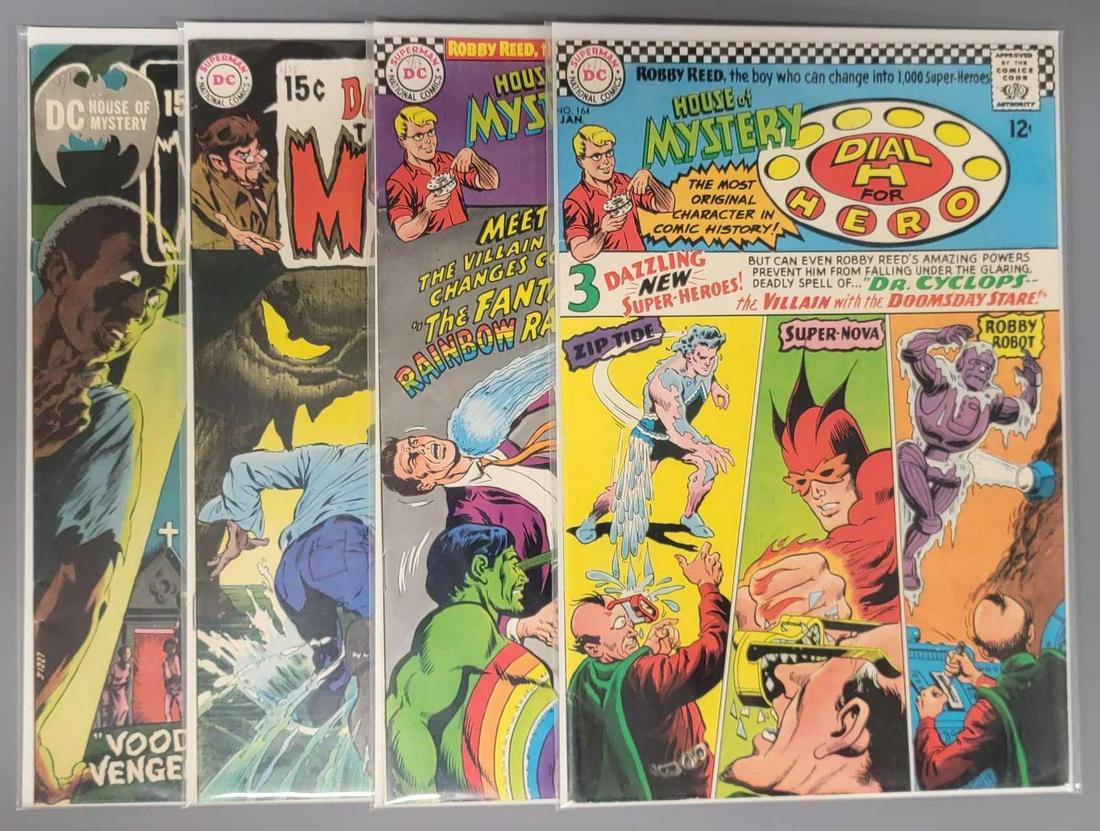 Four DC House of Mystery comics: Four DC House of Mystery comics, includes #s 164, 167, 185 and 193, these are all fine to very fine with light corner wear in spots, 193 does have a little more wear than the others in the top right c