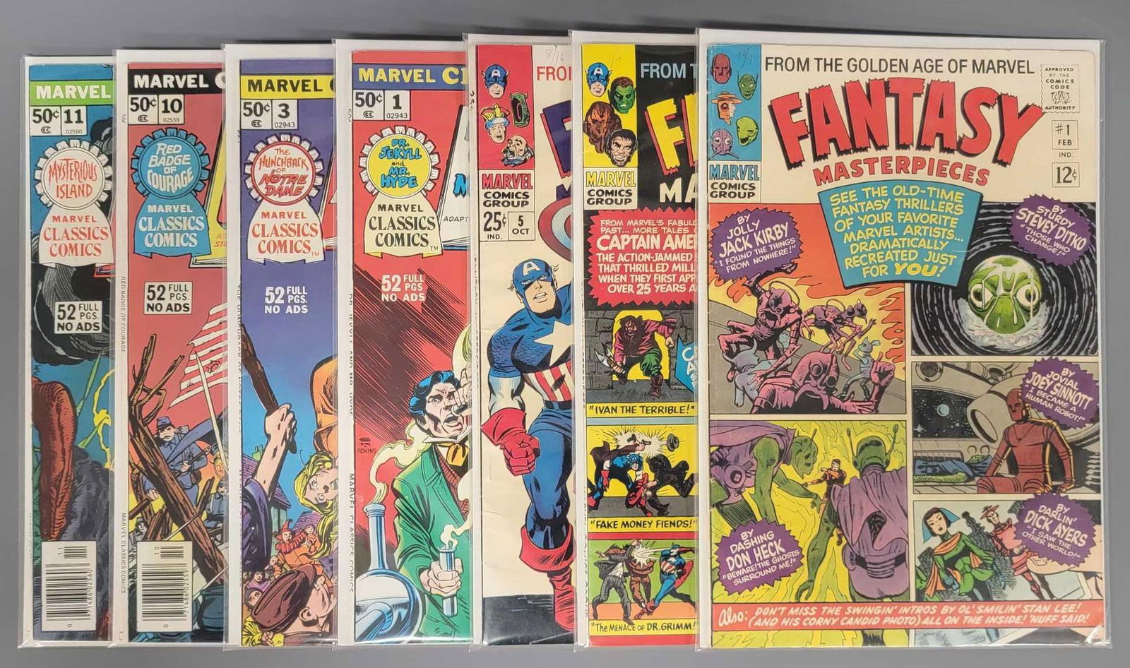 Seven Marvel comics including Fantasy Masterpieces and Classic Comics (1 of 4)