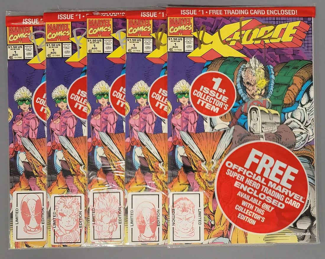 Marvel X-Force #1 Limited Edition 5 pack of #1 issues signed by Rob Liefeld (1 of 6)