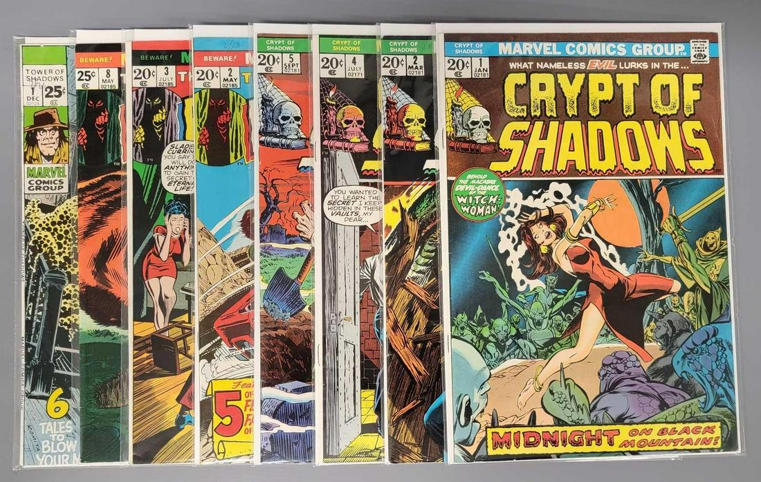 Ten Marvel comics including Crypt of Shadows and Beware! (1 of 4)