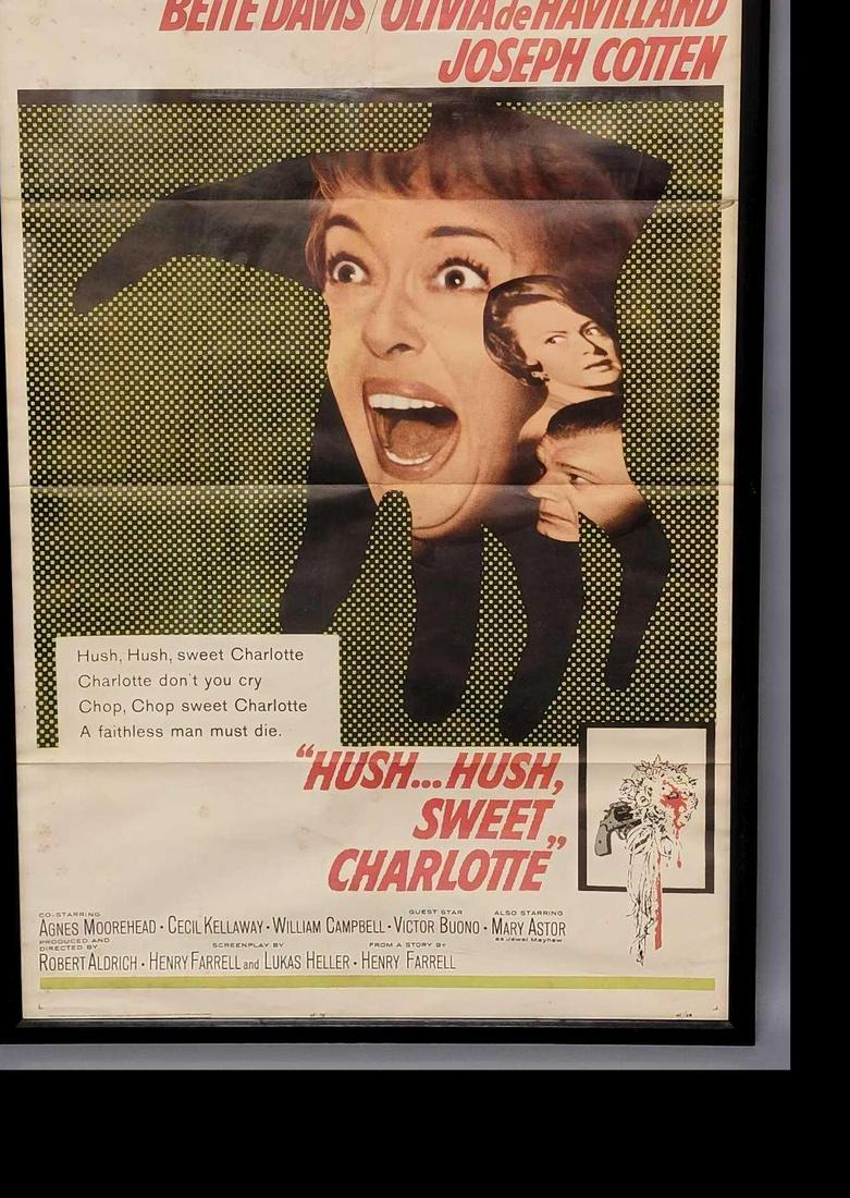 Original Hushï¿½Hush, sweet Charlotte movie poster: Original Hush�Hush, sweet Charlotte movie poster, poster measures 41 inches x 27 inches, it is in good to very good condition with some scattered minor staining and age discoloration, this is n