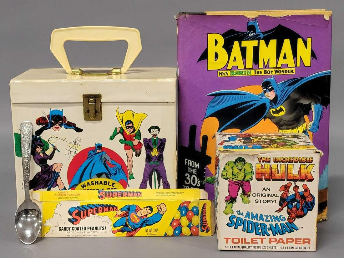 Five mixed Super Hero collectible items including Superman Batman and Spiderman (1 of 9)