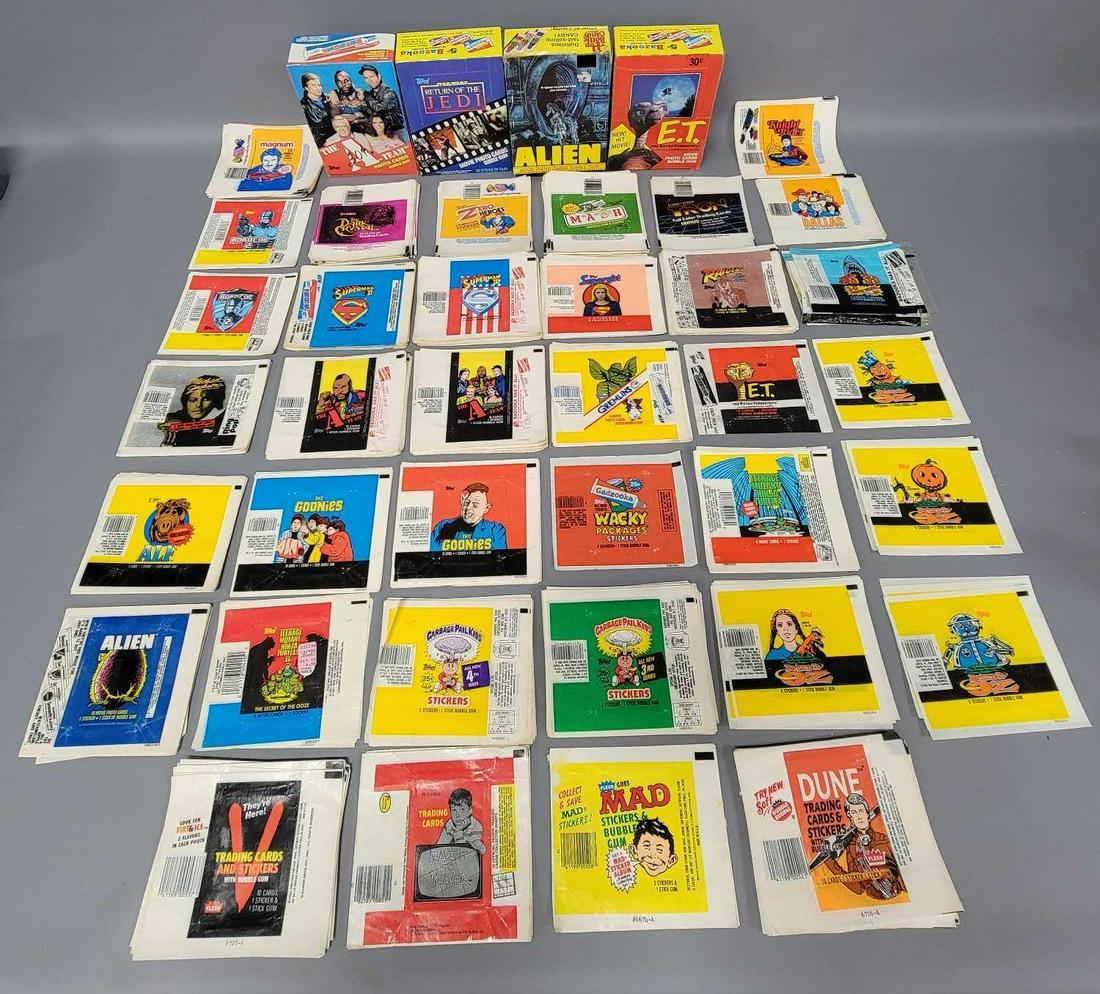 Large collection of 70s and 80s Topps Donruss and Fleer wax pack wrappers and boxes (1 of 6)