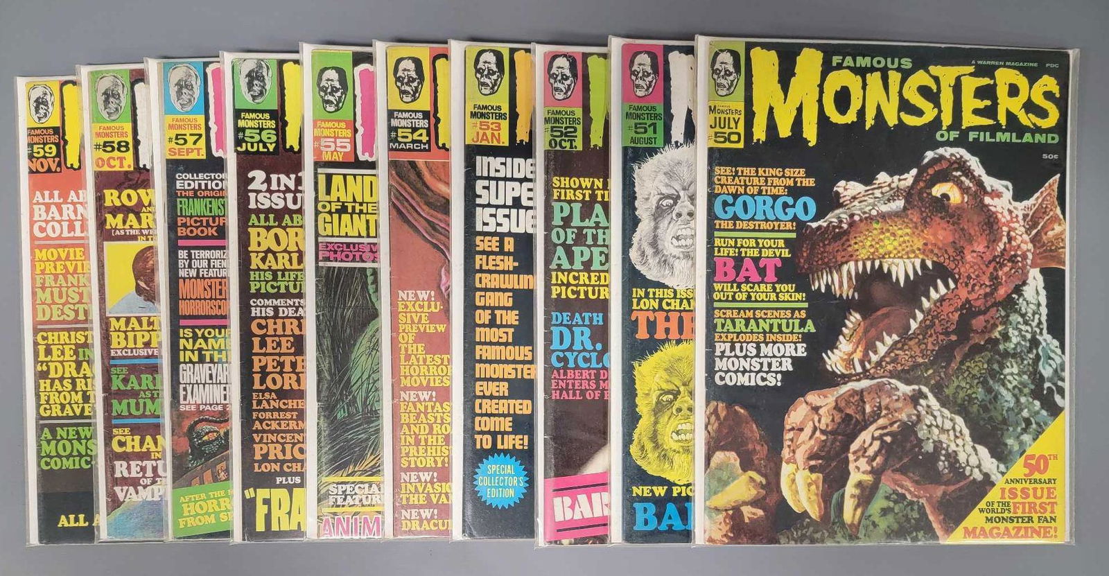Ten Famous Monsters of Filmland magazine issues #s 50-59 (1 of 6)