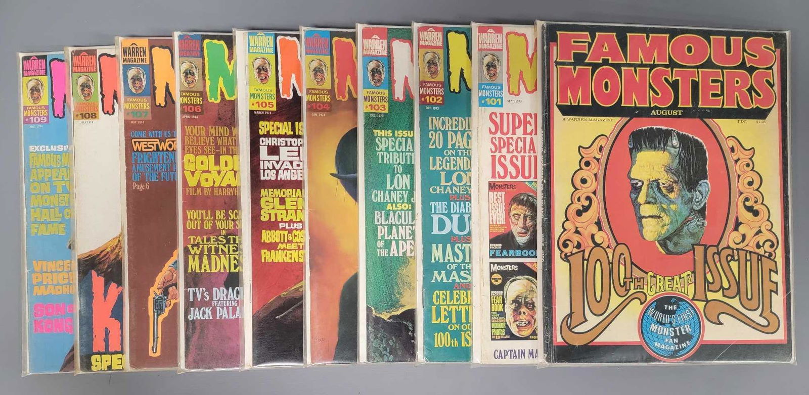 Ten Famous Monsters of Filmland magazine issues #s 100-109 (1 of 6)