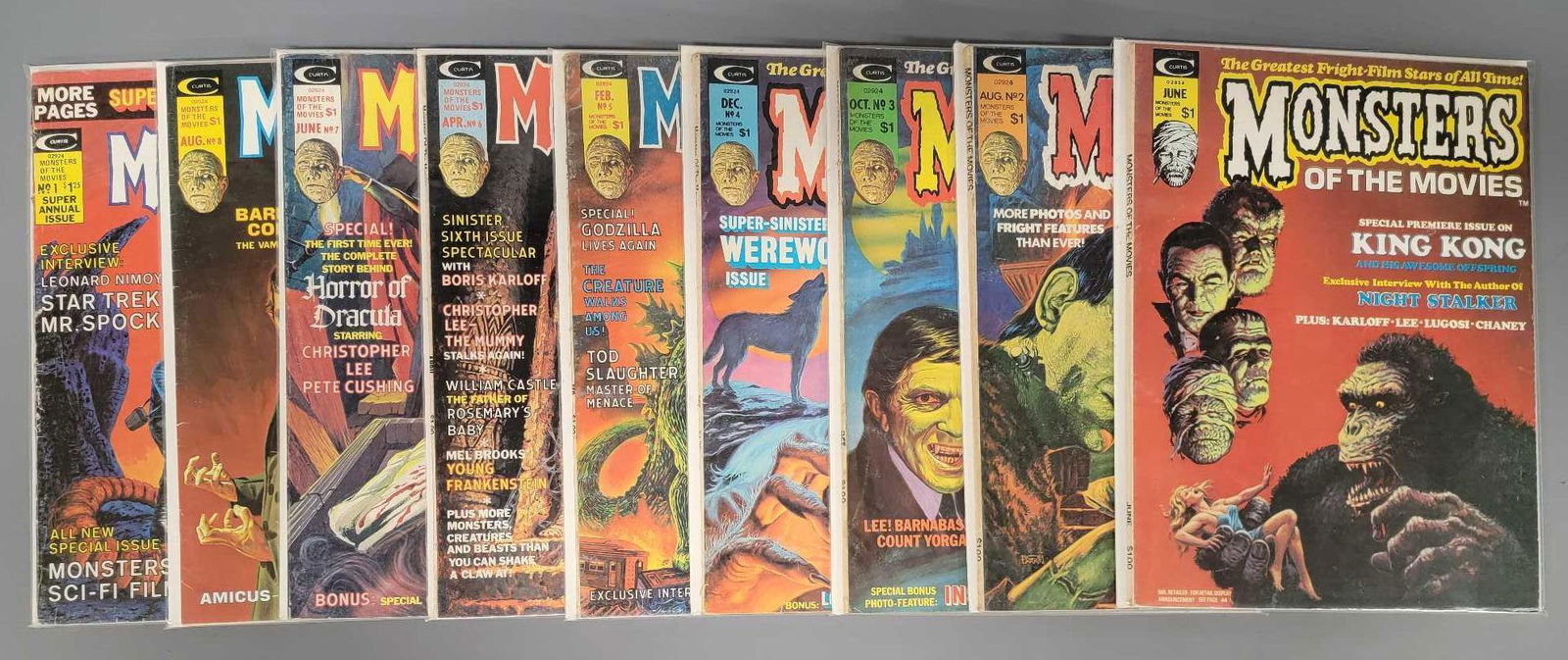 Curtis Monsters of the Movies magazine issues 1-8 plus Annual (1 of 4)