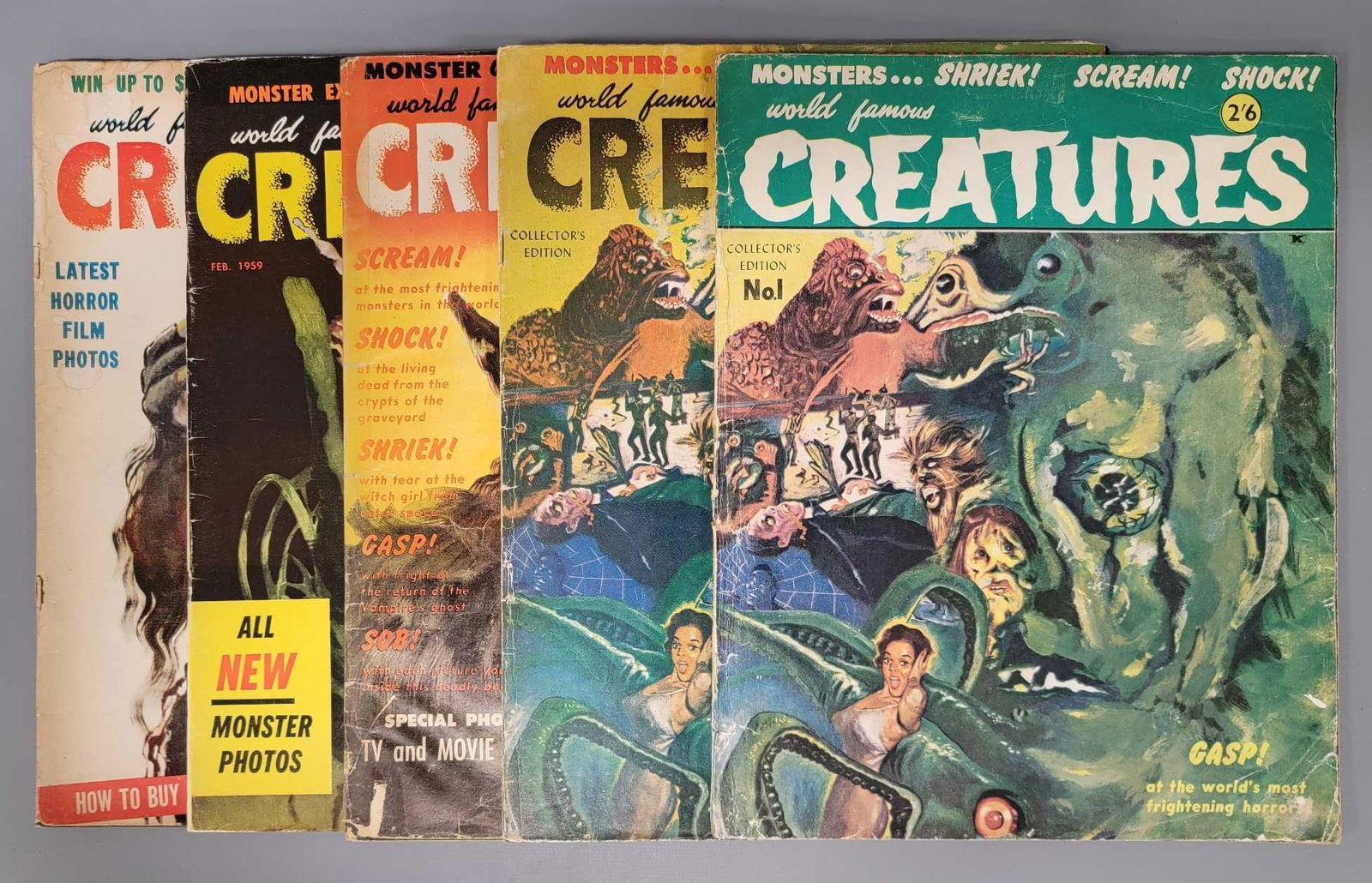 Five World Famous Creatures magazines issues 1-4 (1 of 5)