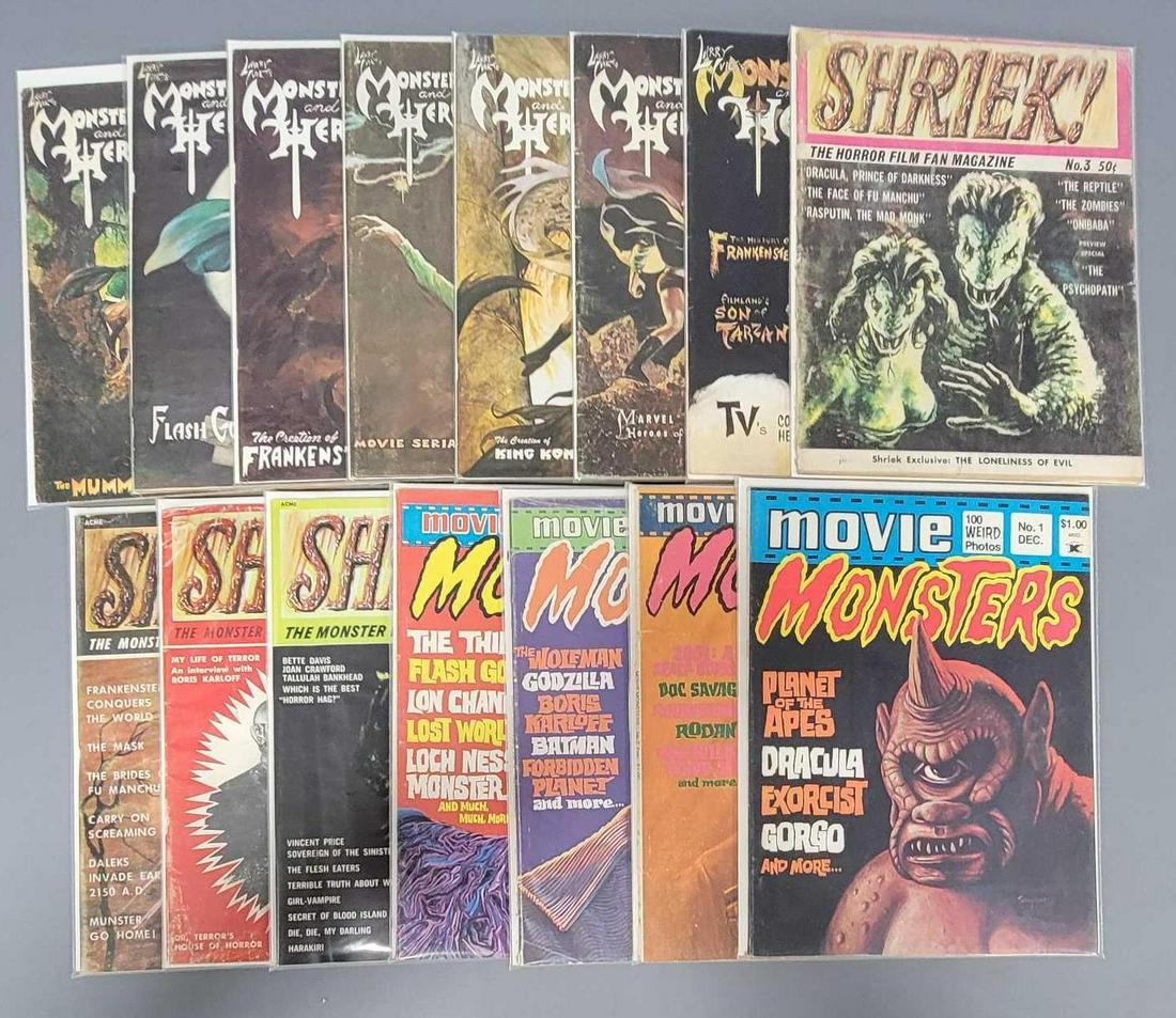 Fifteen vintage Monster magazines including Shriek, Movie Monsters and Monsters and Heroes (1 of 4)