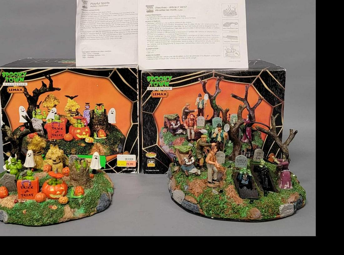 Two Lemax Spooky Town graveyard scene displays in original boxes (1 of 8)