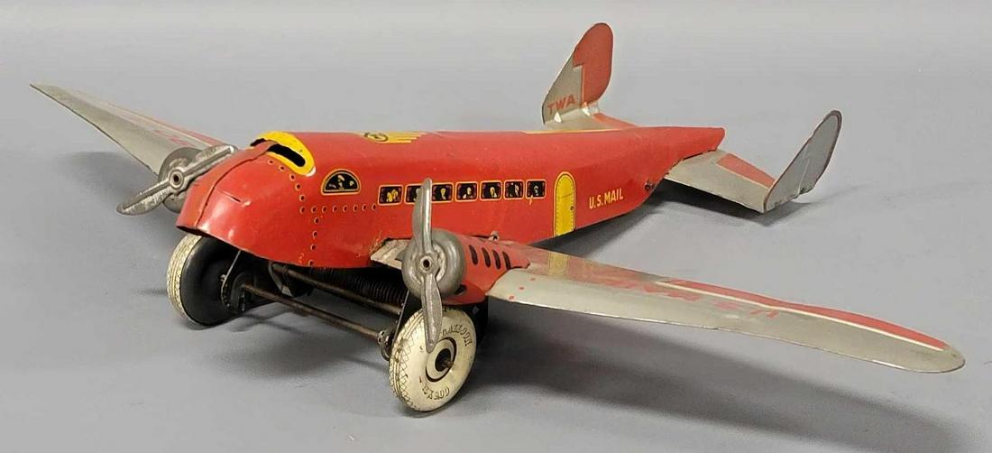 Marx US Mail Tin Litho 2 Prop Plane Wind-up 13 1/2 inch (1 of 7)