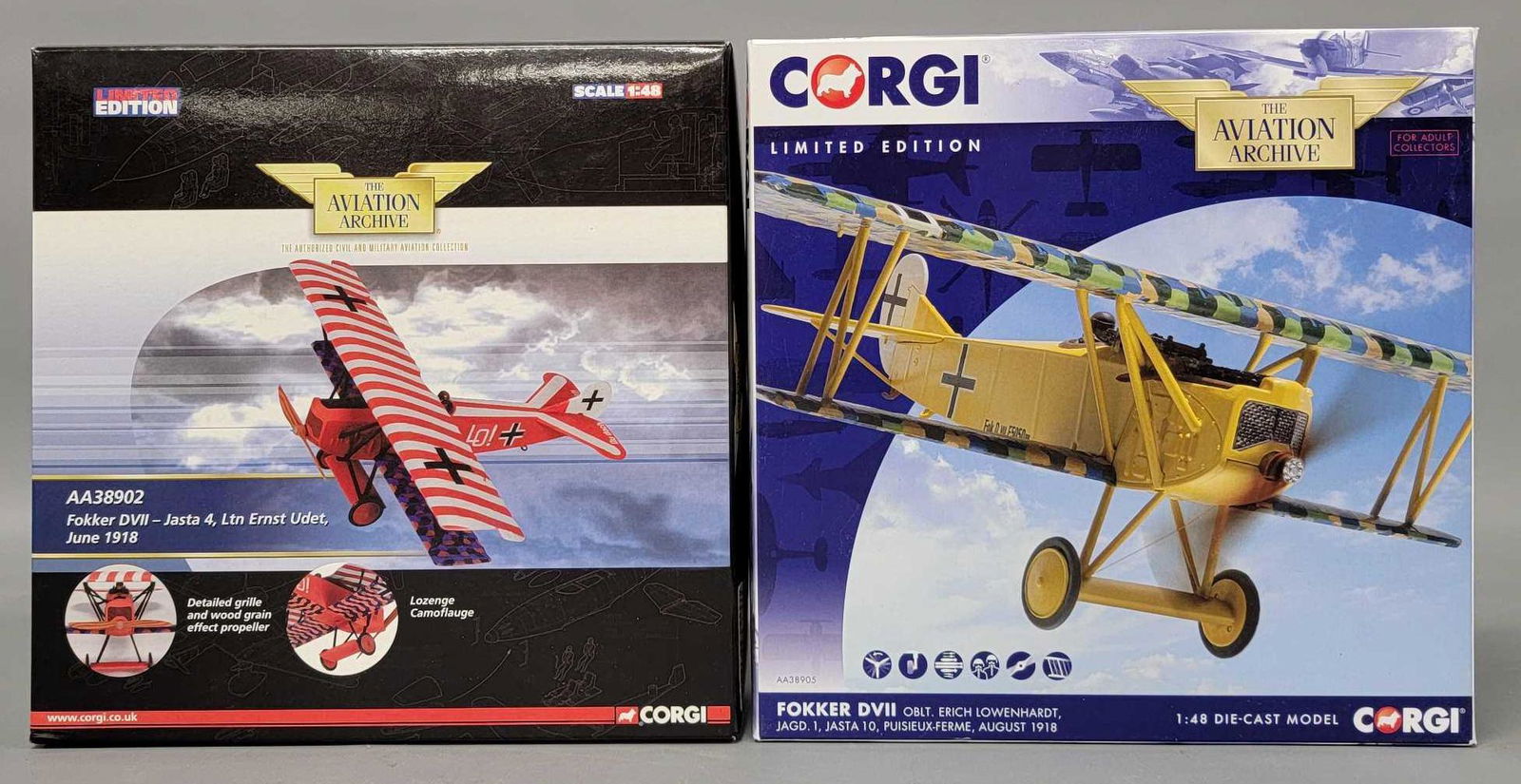 Two Corgi The Aviation Archive 1/48 scale model planes in original boxes (1 of 3)