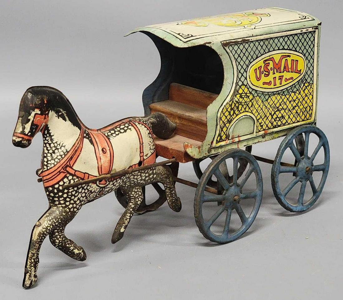 Antique Converse tin litho US Mail Horse Drawn Wagon (1 of 7)