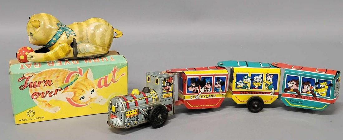 Two vintage tin toys including a train and a cat (1 of 7)
