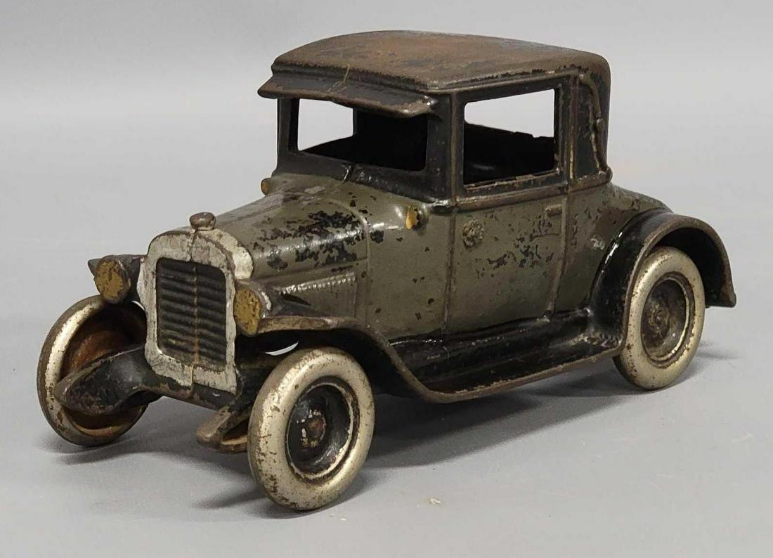 Antique Arcade Chevy Coupe  Grey Black Cast Iron Metal Wheels (1 of 11)