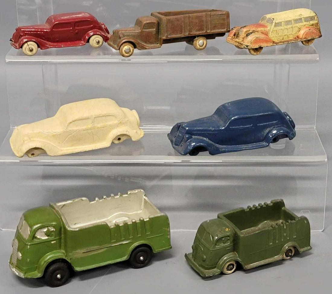 Mixed collection of seven Seiderling and Auburn rubber co rubber cars (1 of 8)