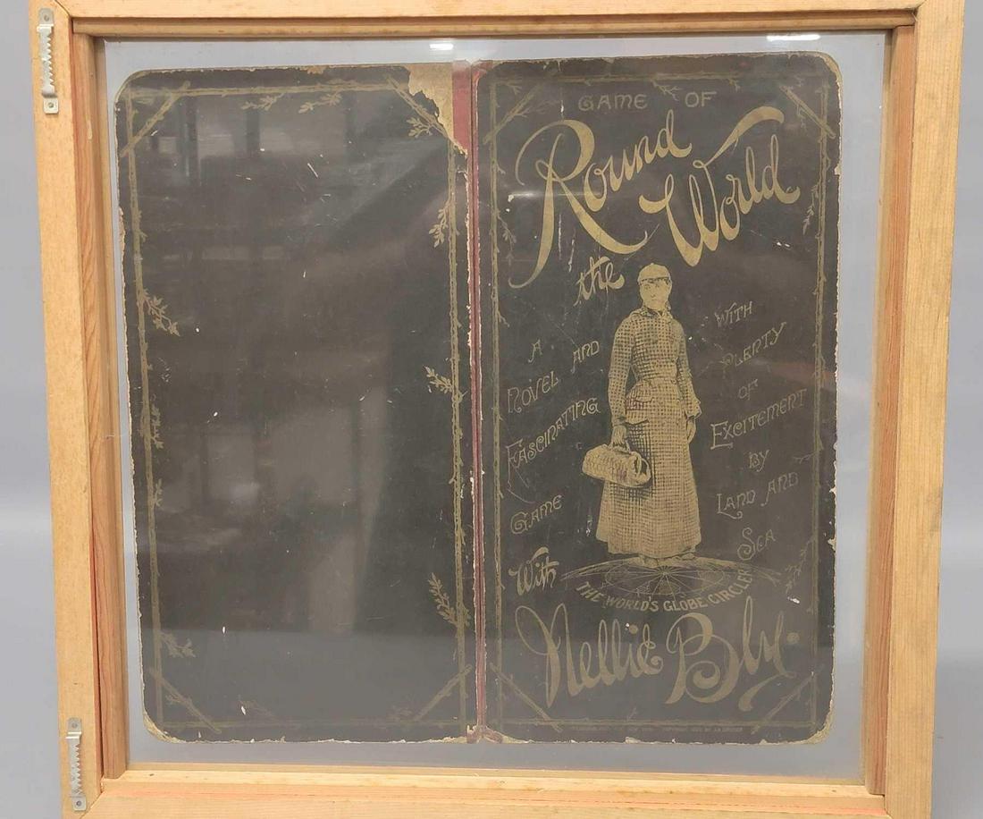 Rare Antique 1890 Game of Round the World with Nellie Bly Game Board Only (1 of 6)