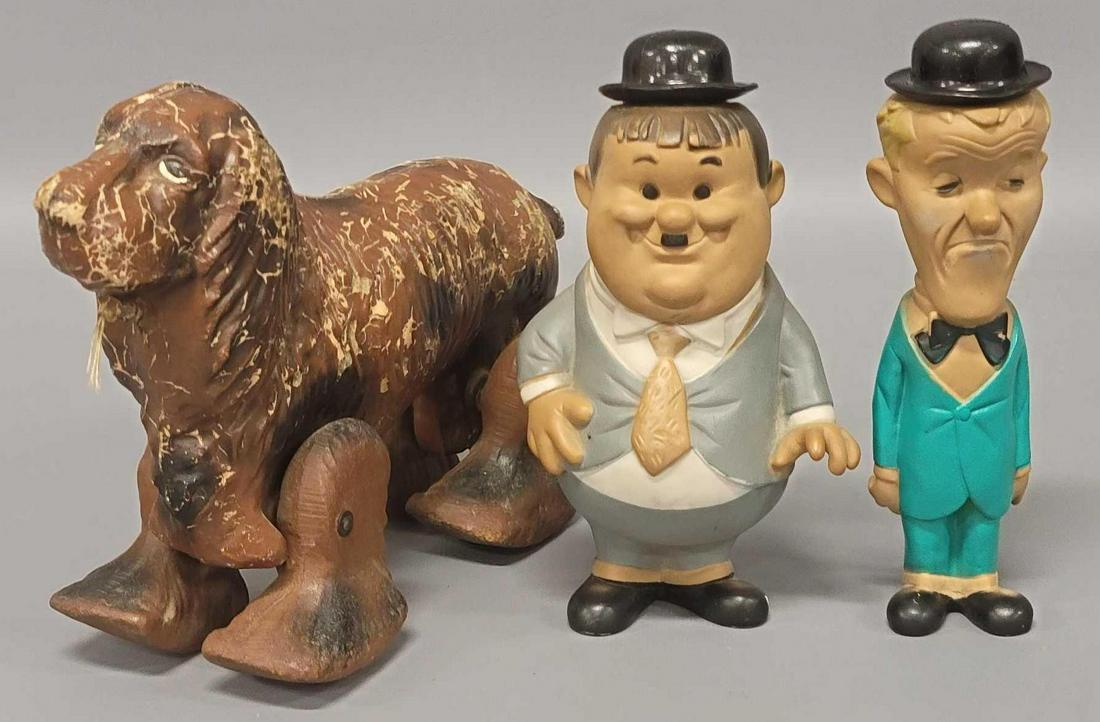 Group of vintage toys including Laurel and Hardy (1 of 7)