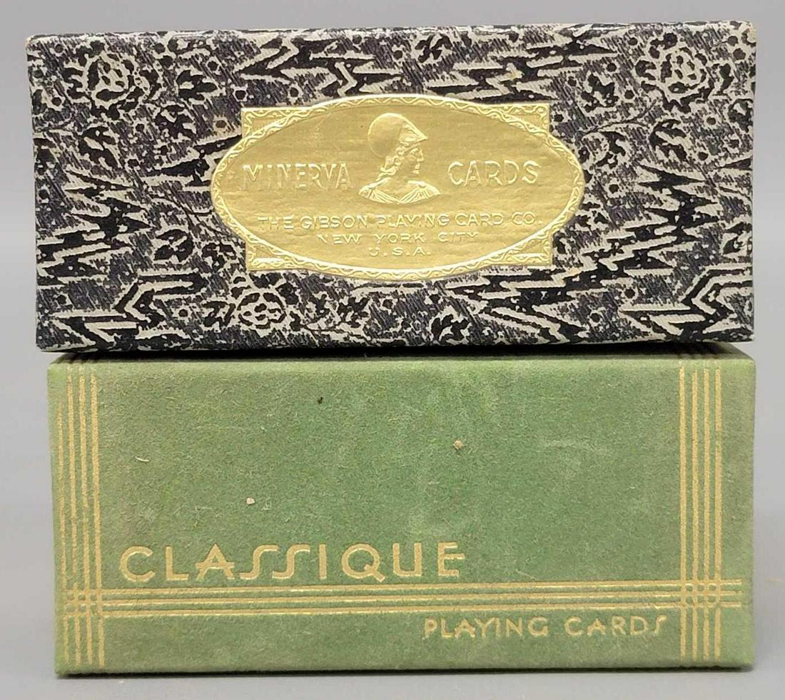 Two double deck vintage Gibson art deco playing cards (1 of 7)