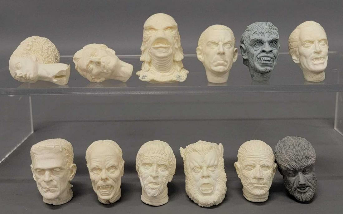Twelve Yagher sculpted resin replacement heads for Aurora model kits (1 of 9)
