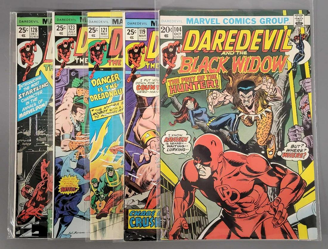 Five Marvel Daredevil comics #s 104 119 121 123 128 (1 of 11)
