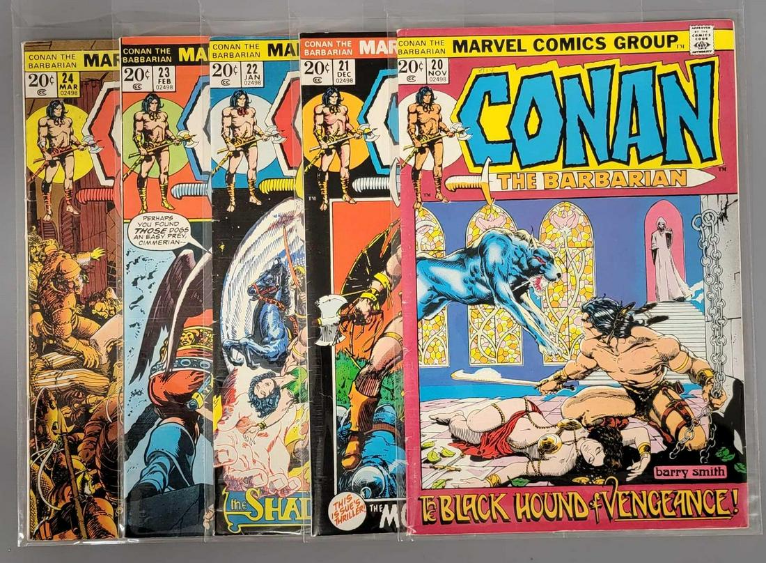 Five Marvel Conan the Barbarian comics #s 20-24 (1 of 5)