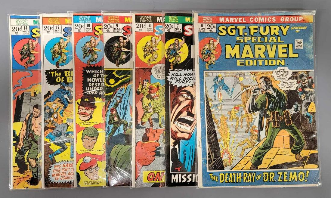 Seven Marvel Sgt Fury and his Howling Commandos #s 6-10 12 and 14 (1 of 7)