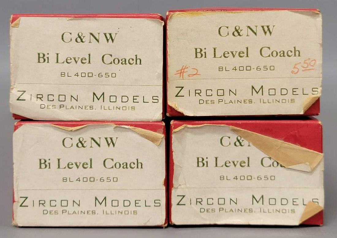 Four rare unbuilt HO scale Zircon Models Chicago & Northwestern bi-level coach craftsman kits (1 of 3)