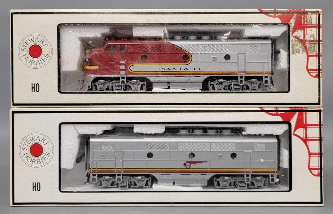 Incredibly detailed Stewart Hobbies HO scale Santa Fe F-3 Phase I AB set in original boxes: Incredibly detailed Stewart Hobbies HO scale Santa Fe F-3 Phase I AB set in original boxes. These have every last detail that I could imagine a model train having but I could be wrong, regardless, a g